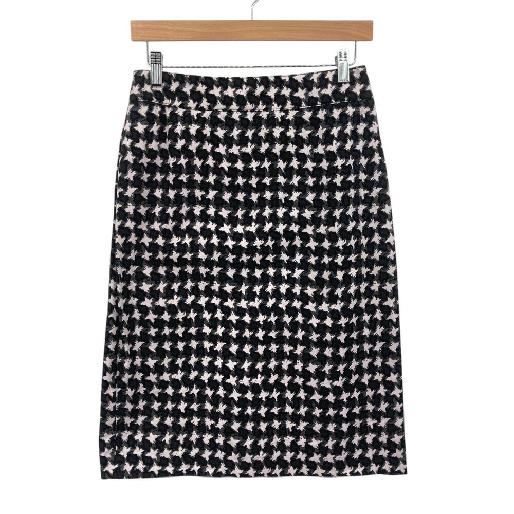 Talbots Straight & Pencil Skirt Size 6 Women Black Houndstooth Abstract Back Zip